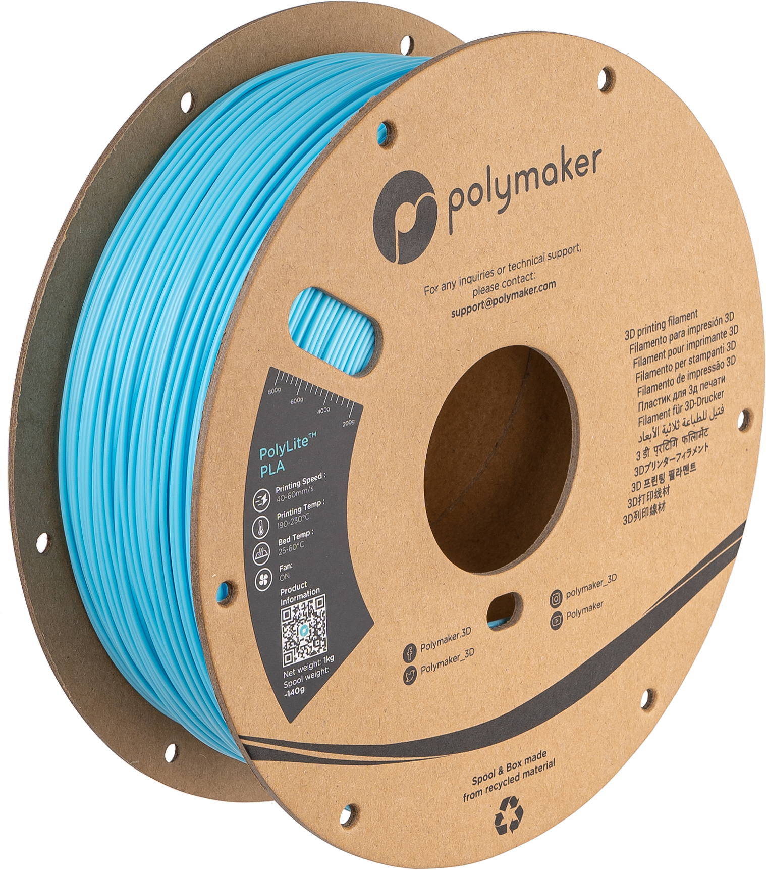Polymaker - PolyLite Aqua Blue PLA - 1kg