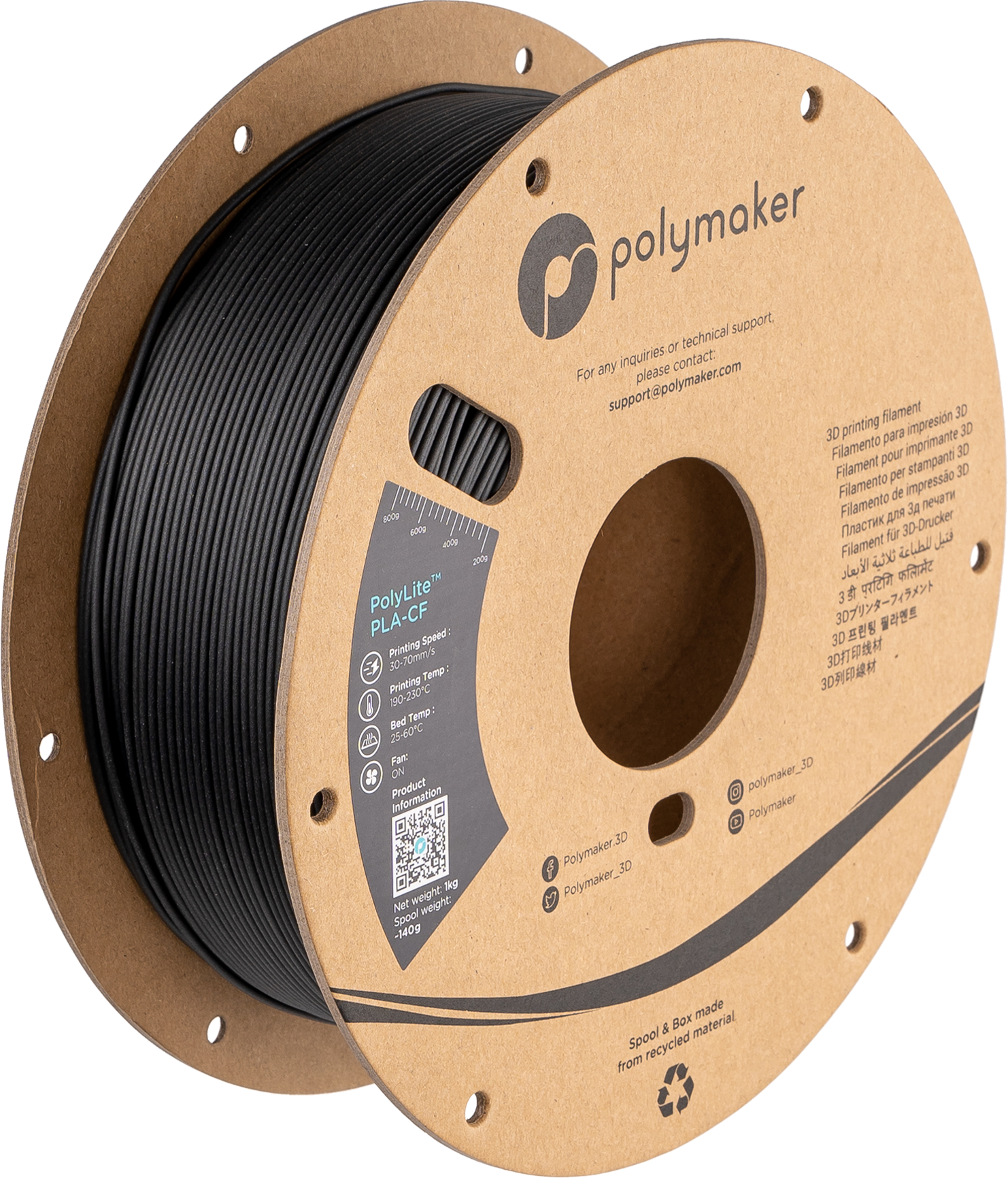 Polymaker - PolyLite Black Carbon Fiber PLA - 1kg