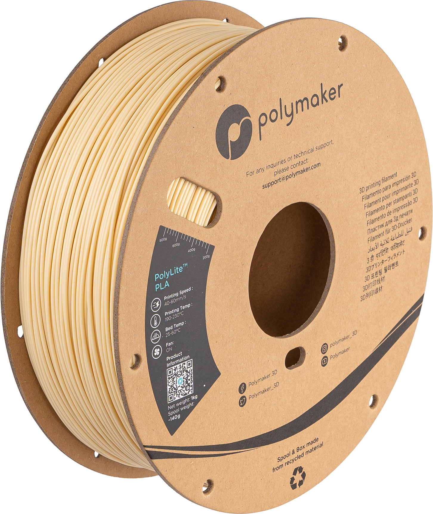 Polymaker - PolyLite Cream PLA 1.75mm - 1kg