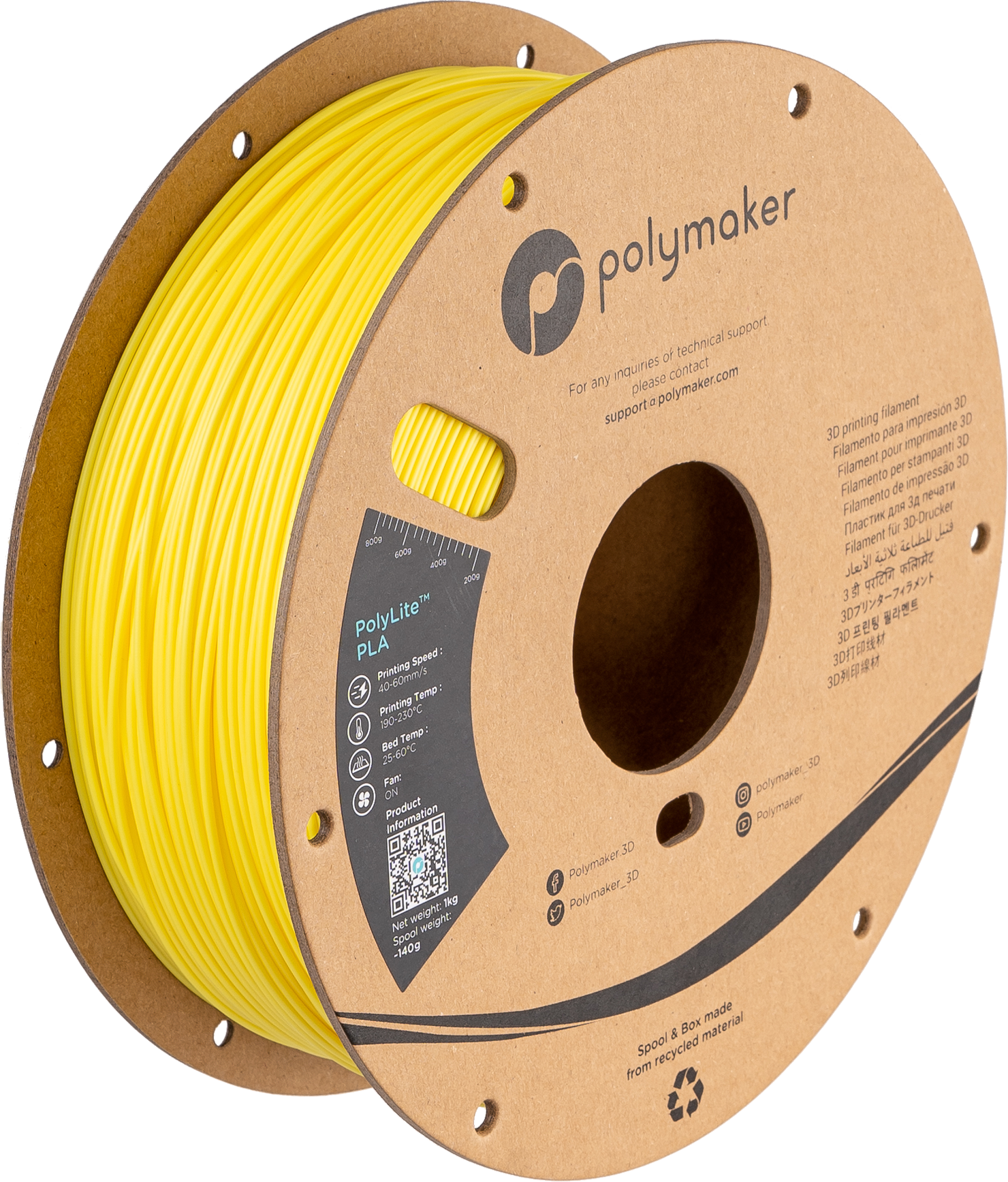 Polymaker - PolyLite Lemon Yellow PLA - 1kg
