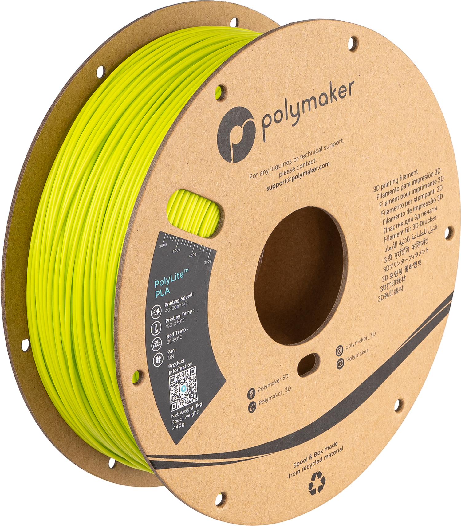 Polymaker - PolyLite Lime Green PLA - 1kg