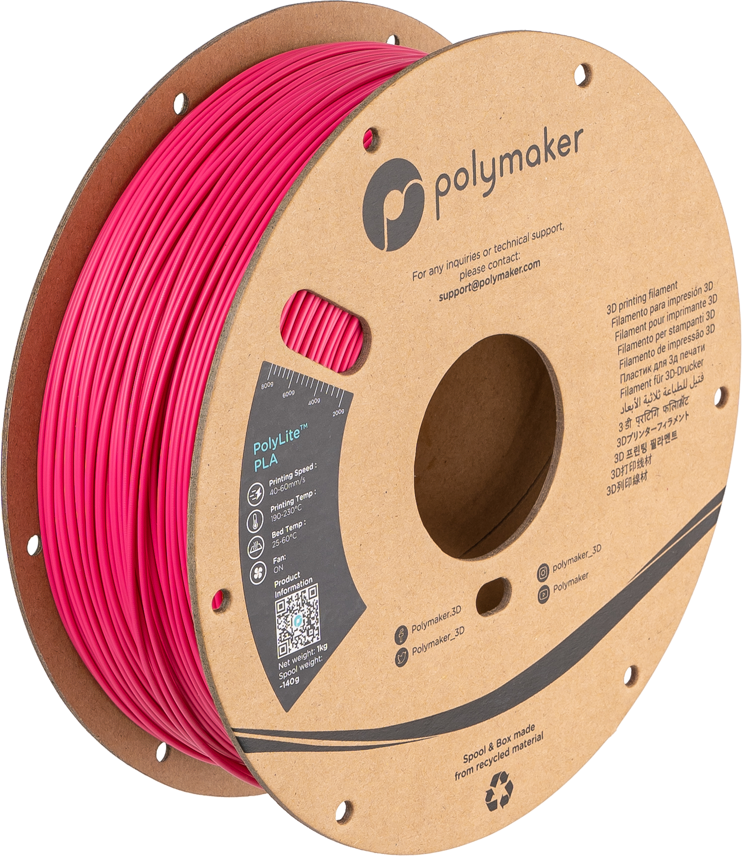 Polymaker - PolyLite Magenta PLA 1.75mm - 1kg