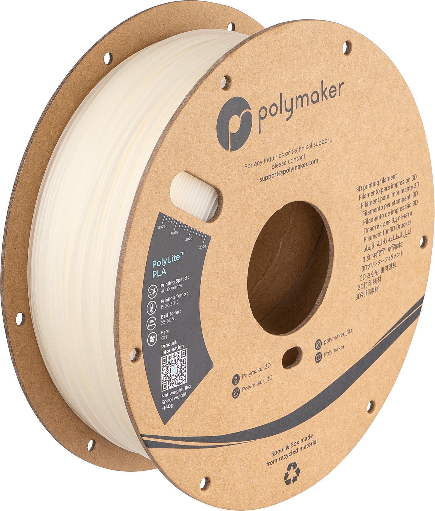 Polymaker - PolyLite Natural PLA 1.75mm - 1kg