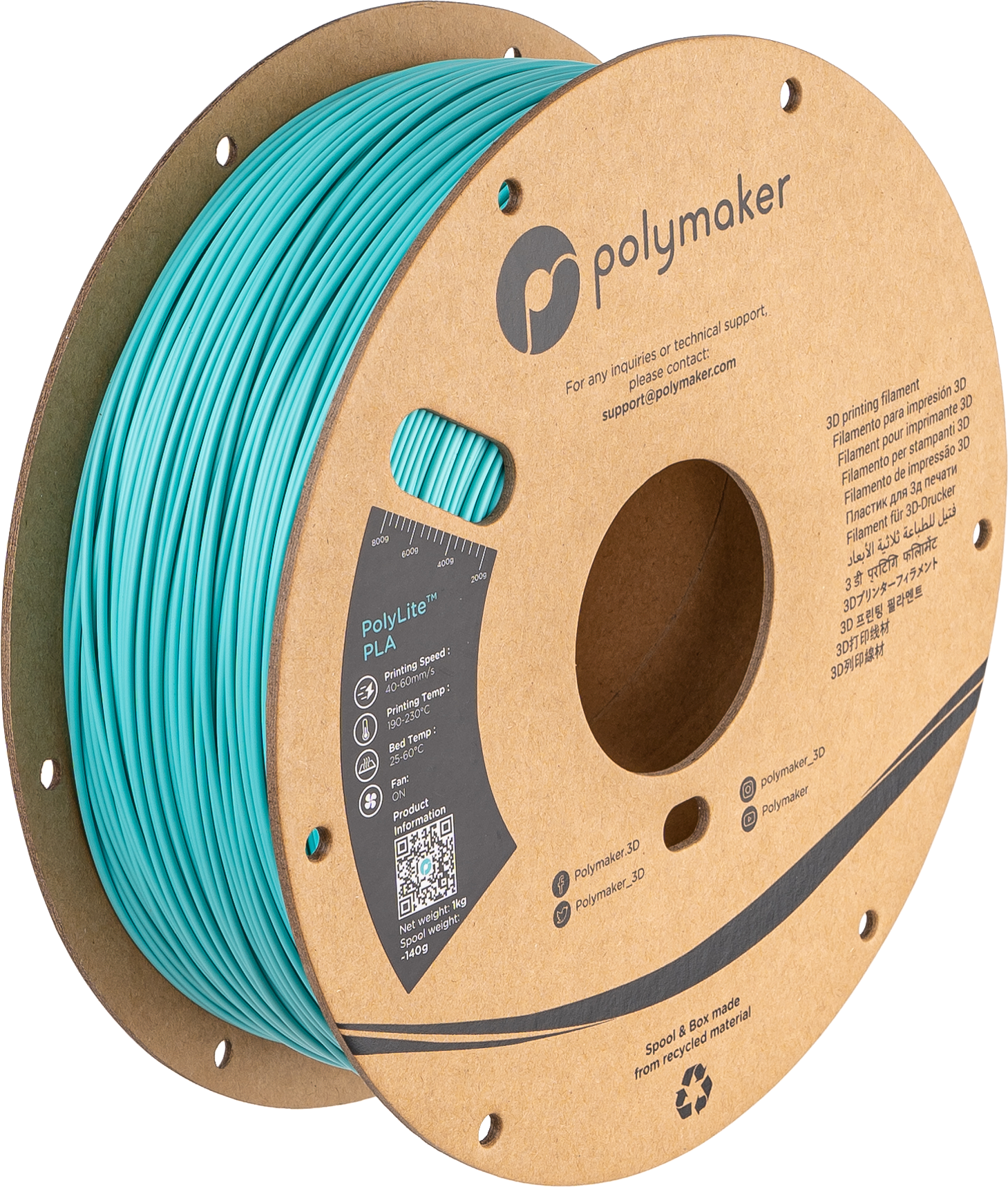 Polymaker - PolyLite Teal PLA - 1kg