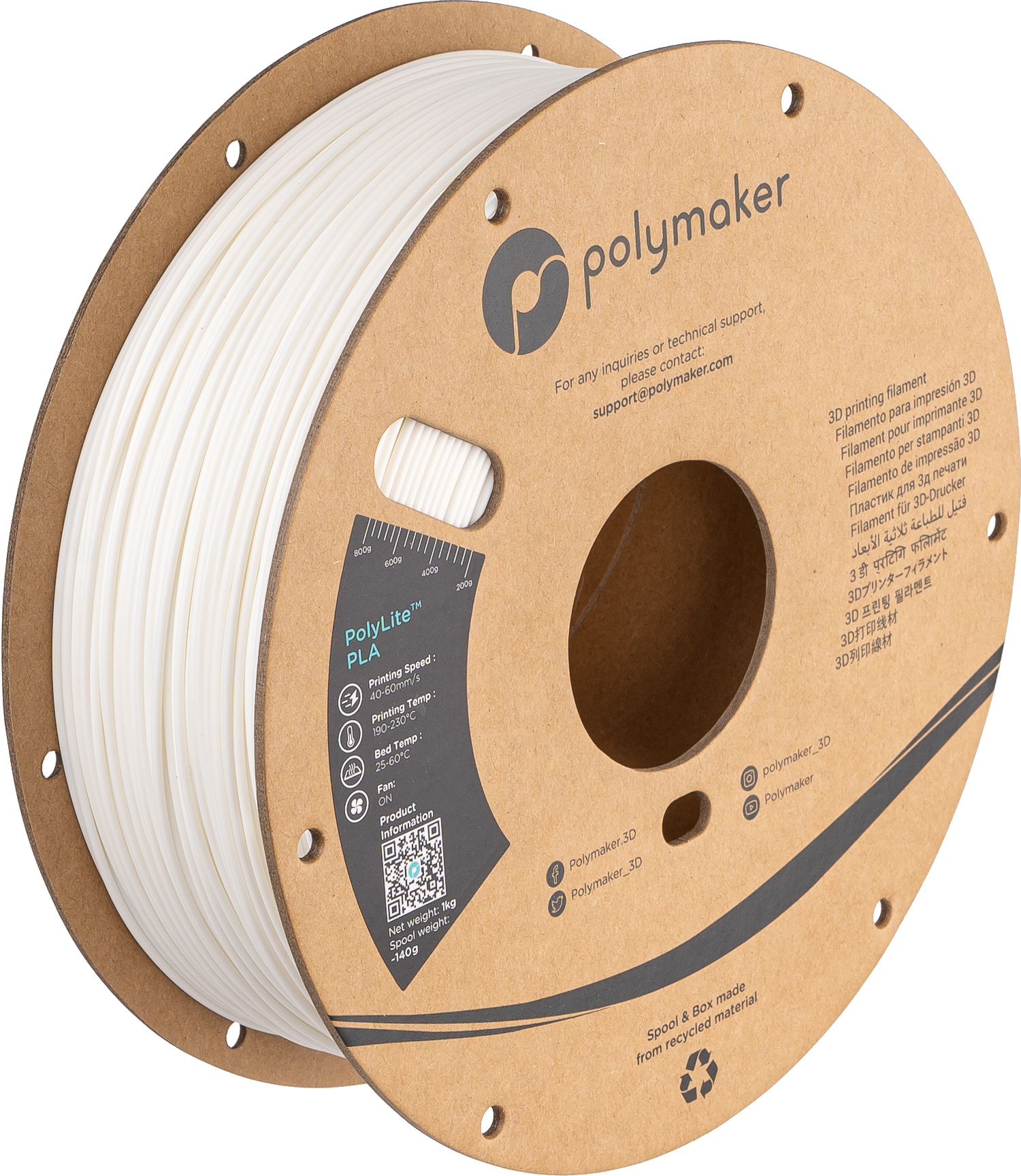 Polymaker - PolyLite White PLA - 1kg
