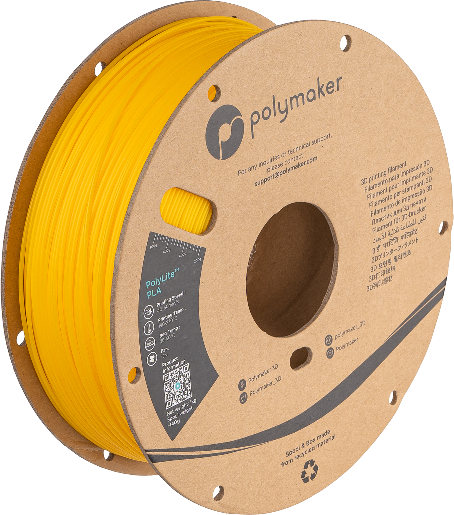 Polymaker - PolyLite Yellow PLA - 1kg