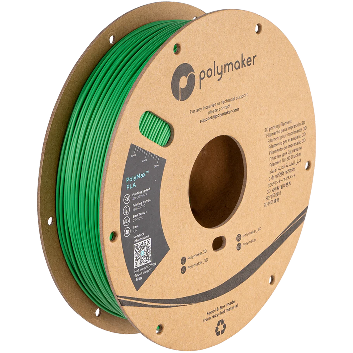 Polymaker - PolyMax Green PLA - 0.75kg