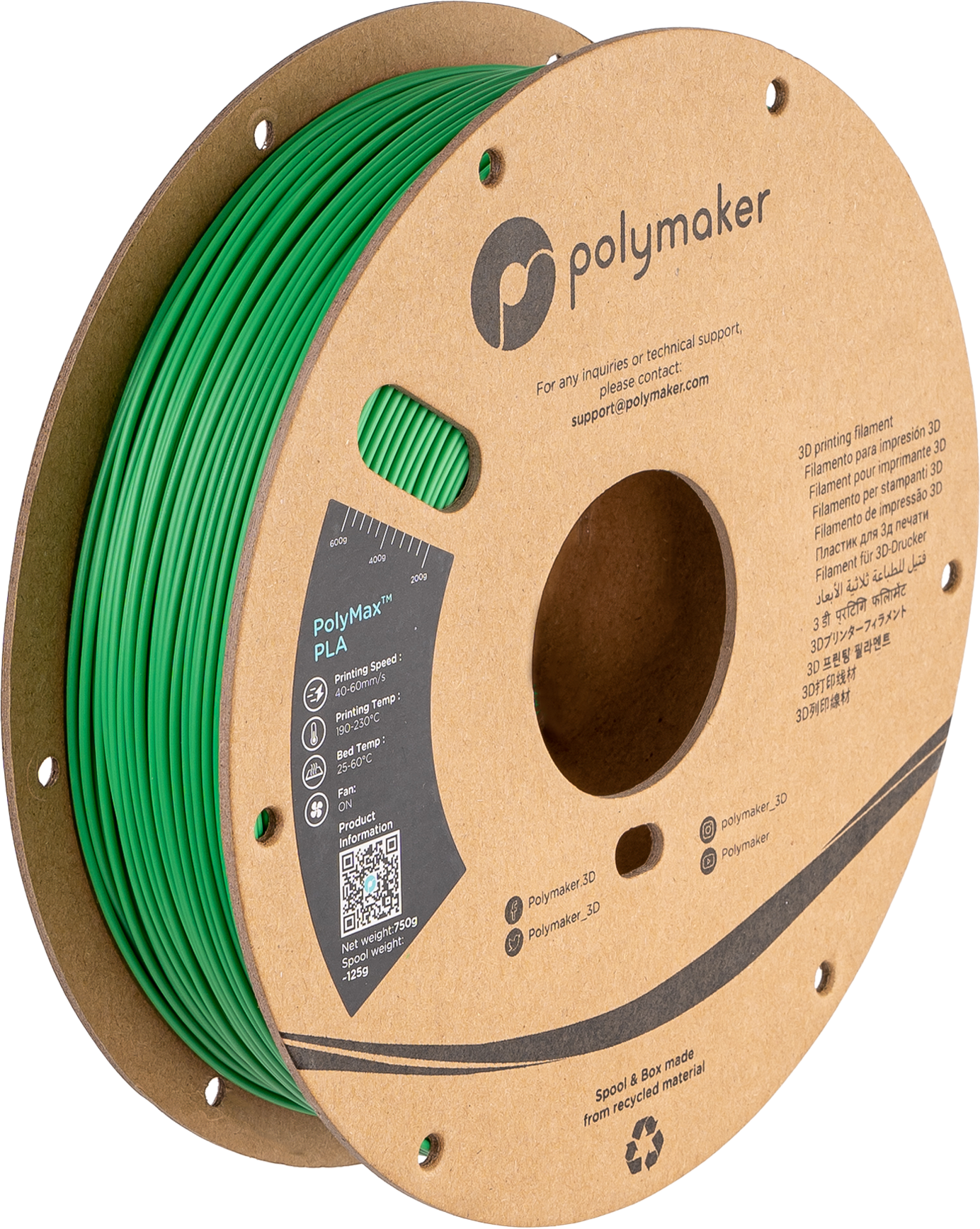 Polymaker - PolyMax Green PLA - 0.75kg