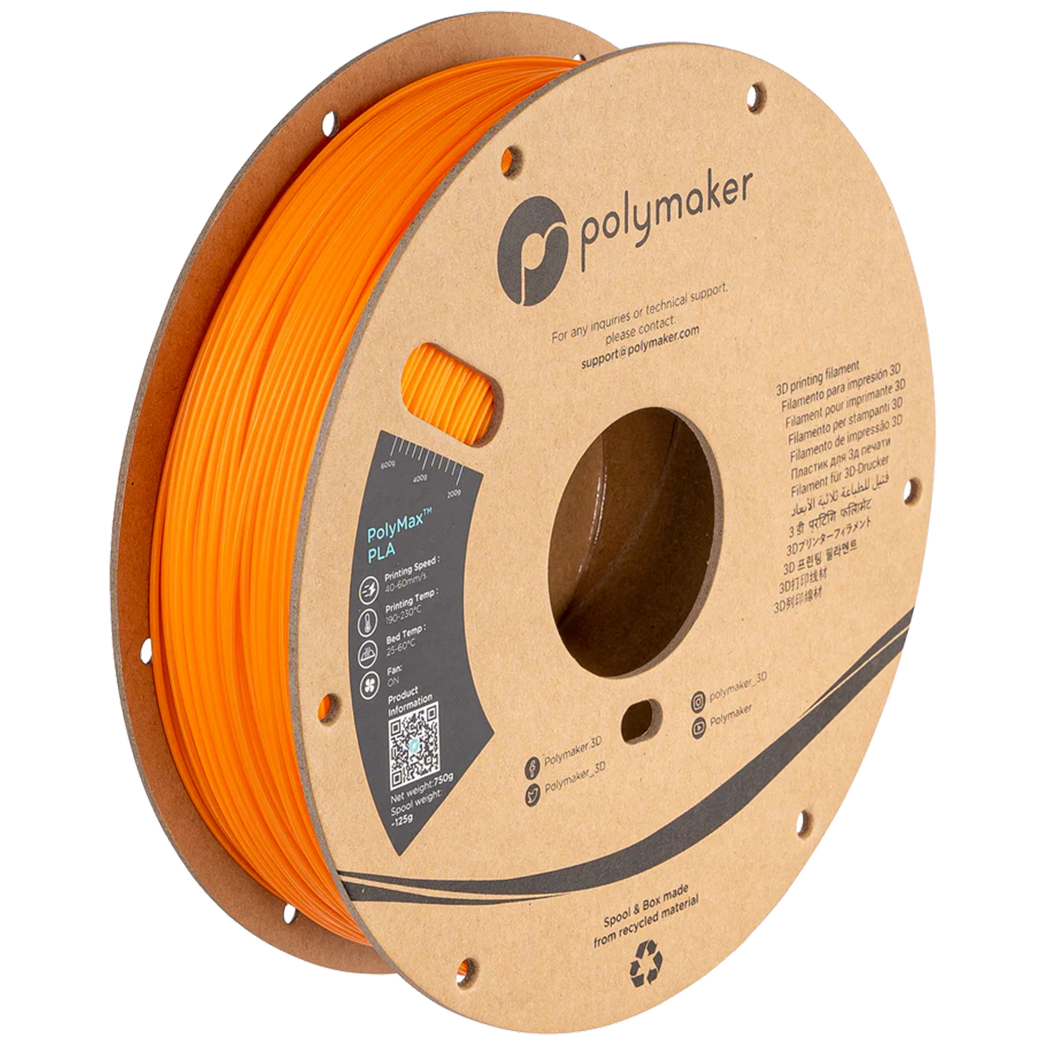 Polymaker - PolyMax Orange PLA - 0.75kg