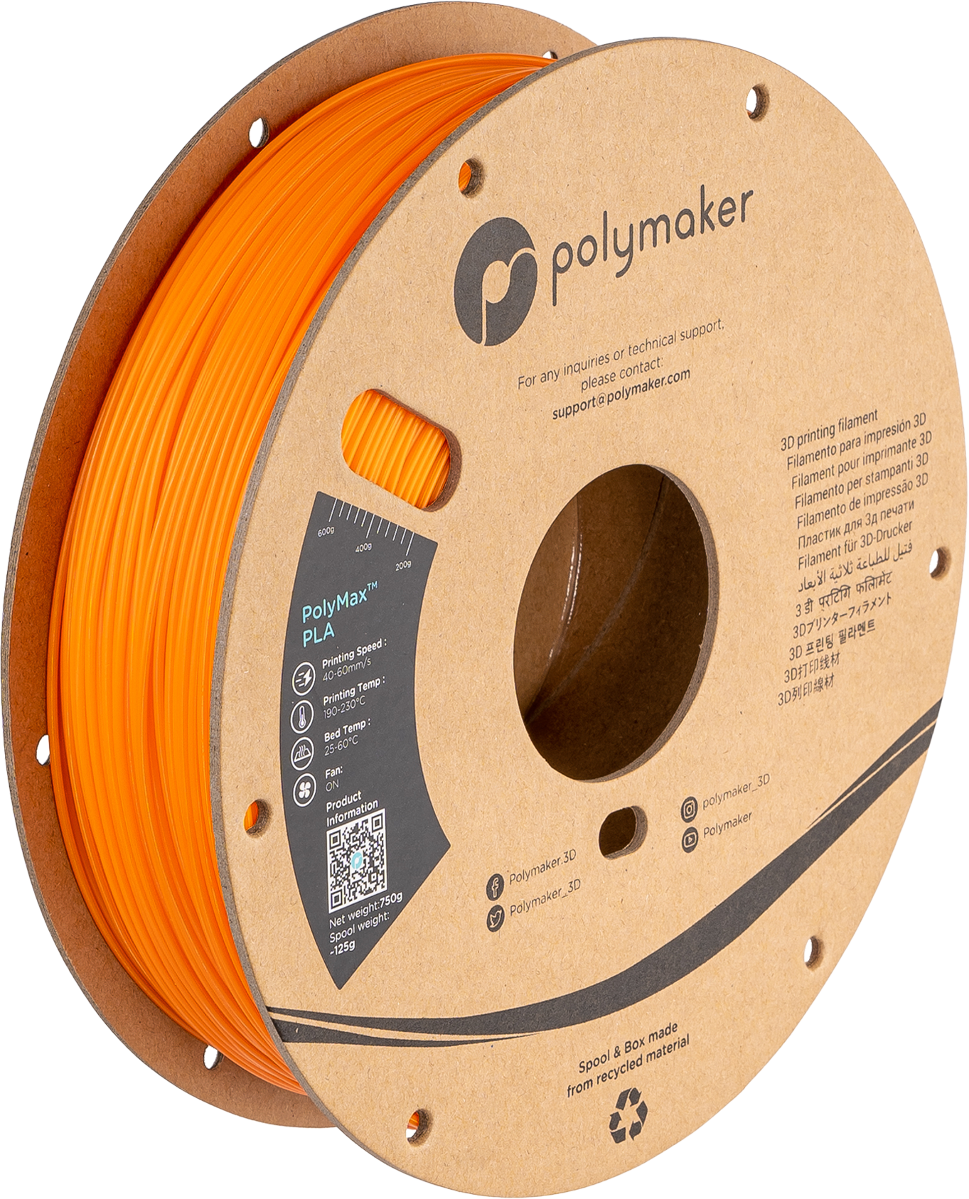 Polymaker - PolyMax Orange PLA - 0.75kg