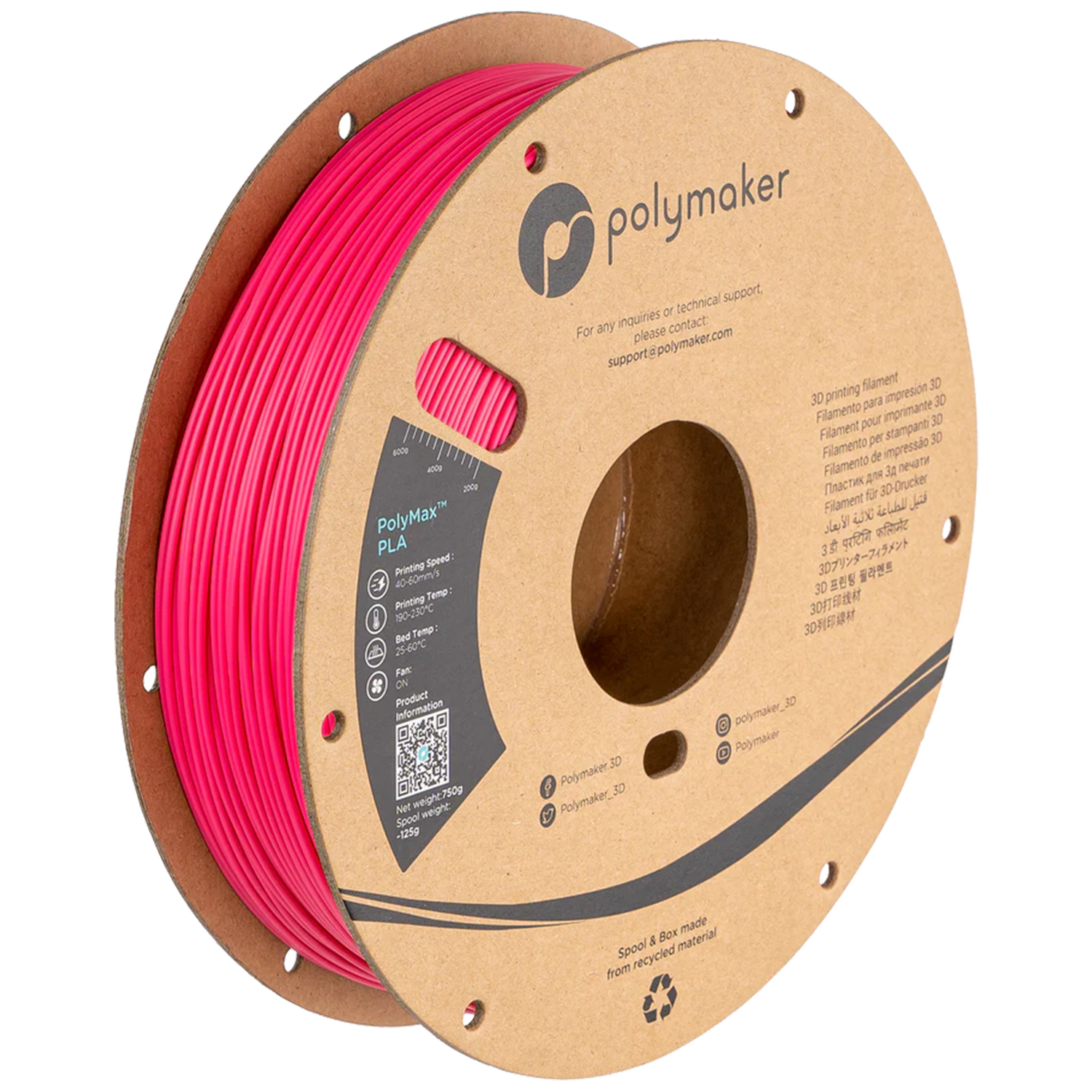 Polymaker - PolyMax Pink PLA - 0.75kg