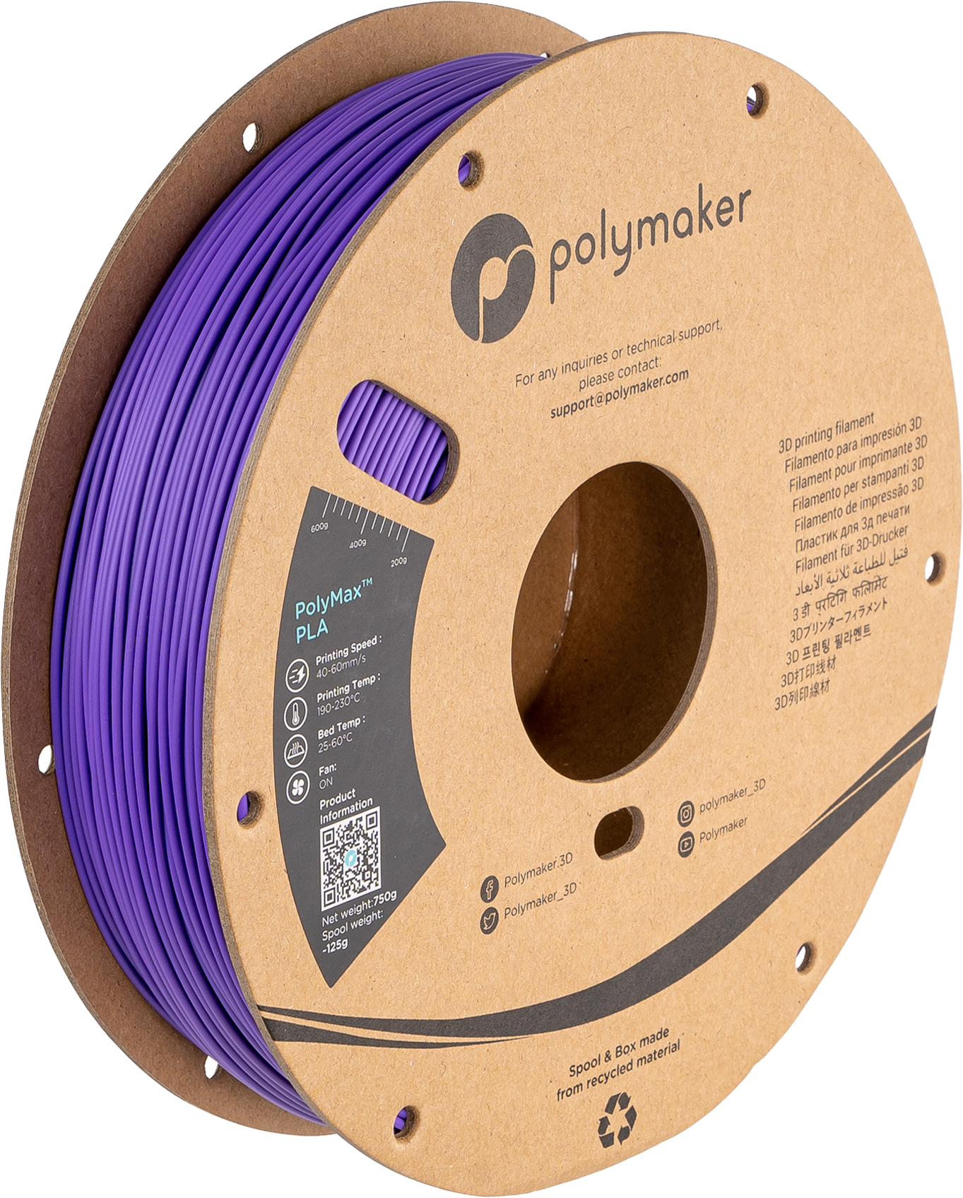 Polymaker - PolyMax Purple PLA - 0.75kg