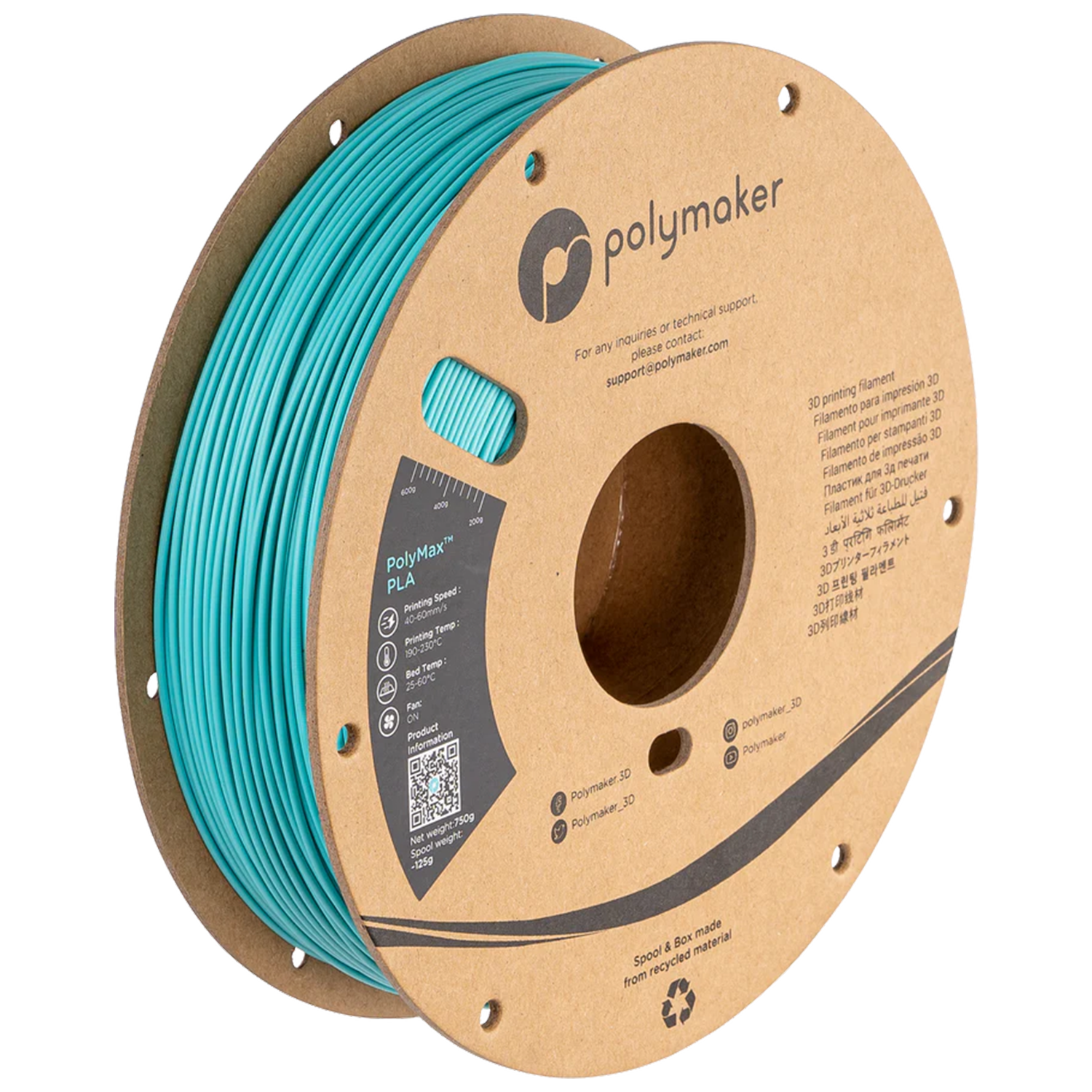 Polymaker - PolyMax Teal PLA - 0.75kg