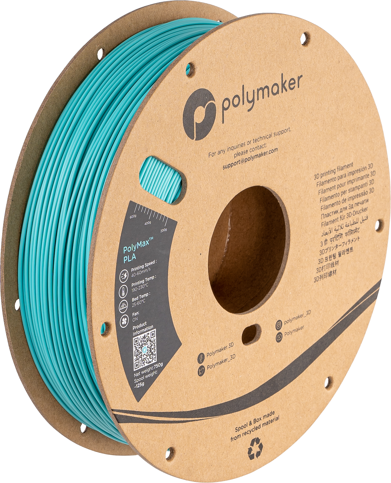 Polymaker - PolyMax Teal PLA - 0.75kg