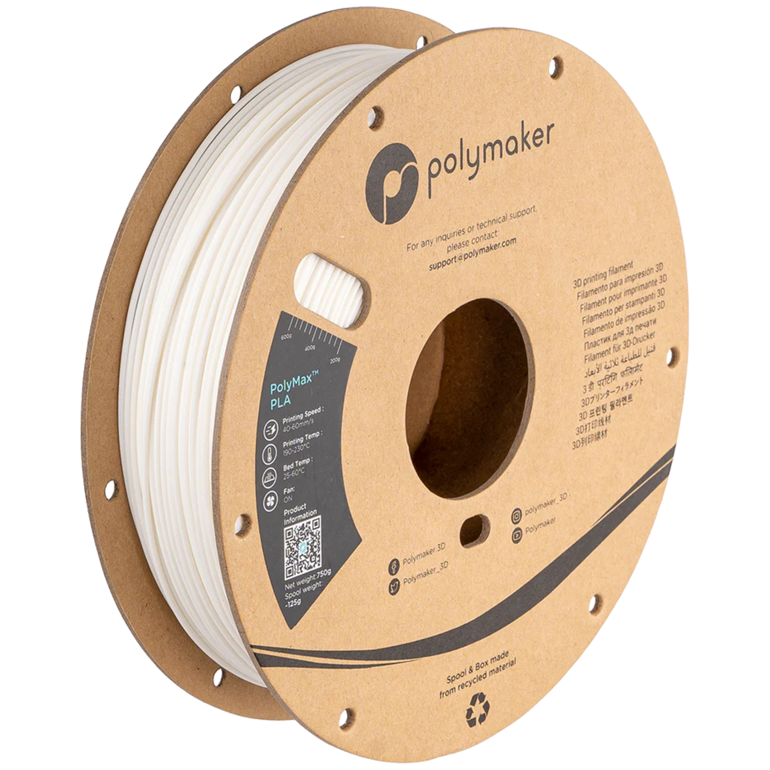 Polymaker - PolyMax White PLA - 0.75kg