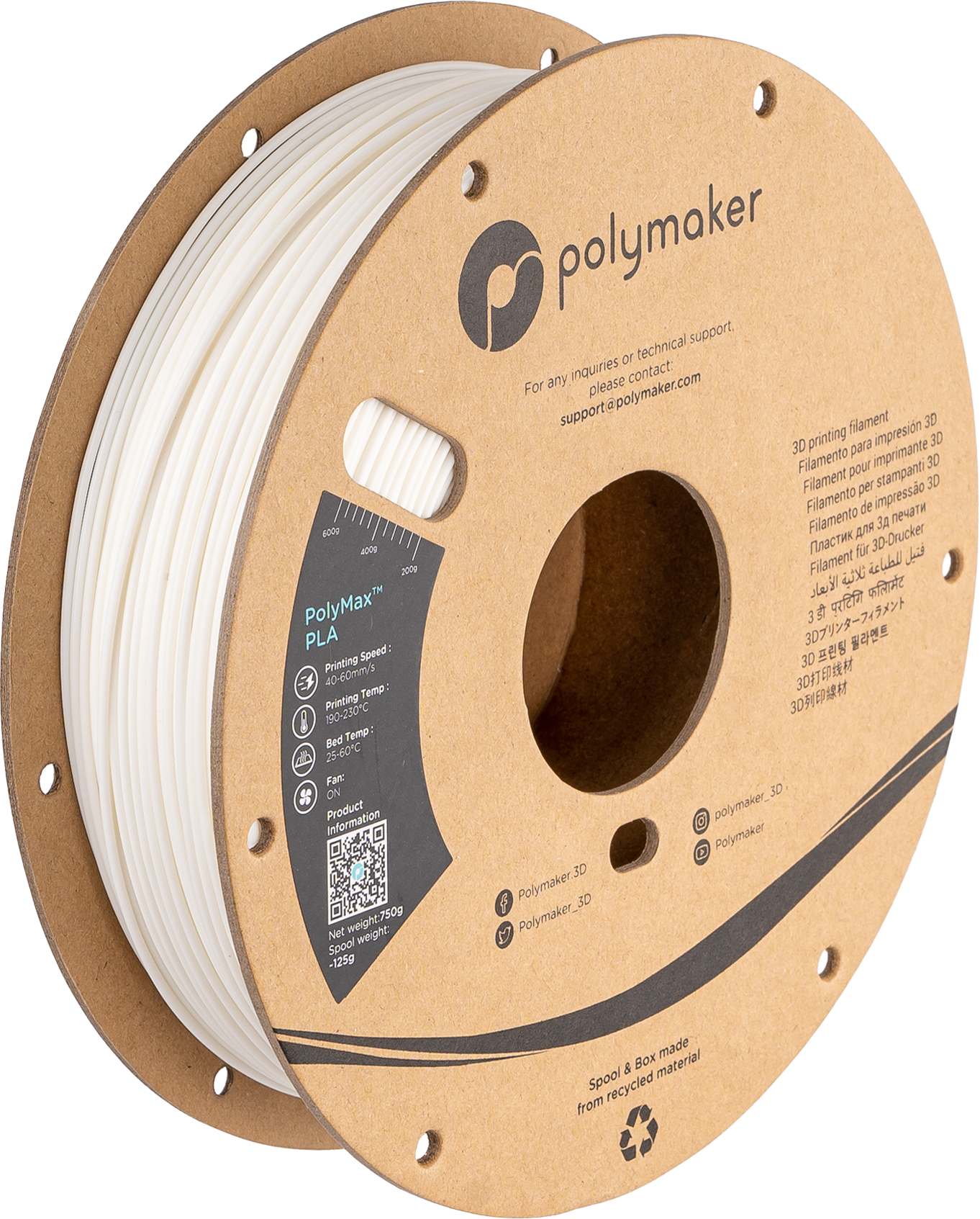 Polymaker - PolyMax White PLA - 0.75kg