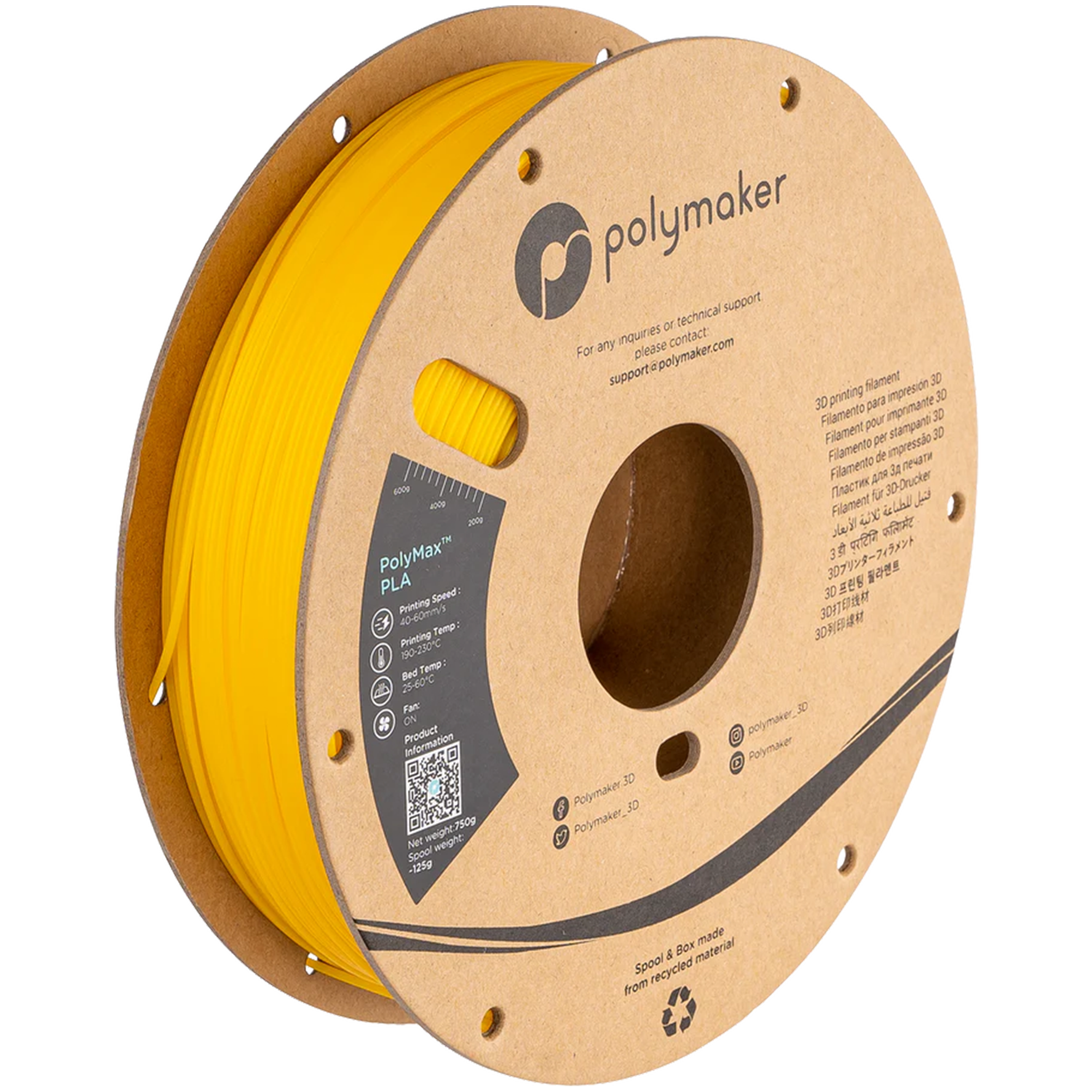 Polymaker - PolyMax Yellow PLA - 0.75kg
