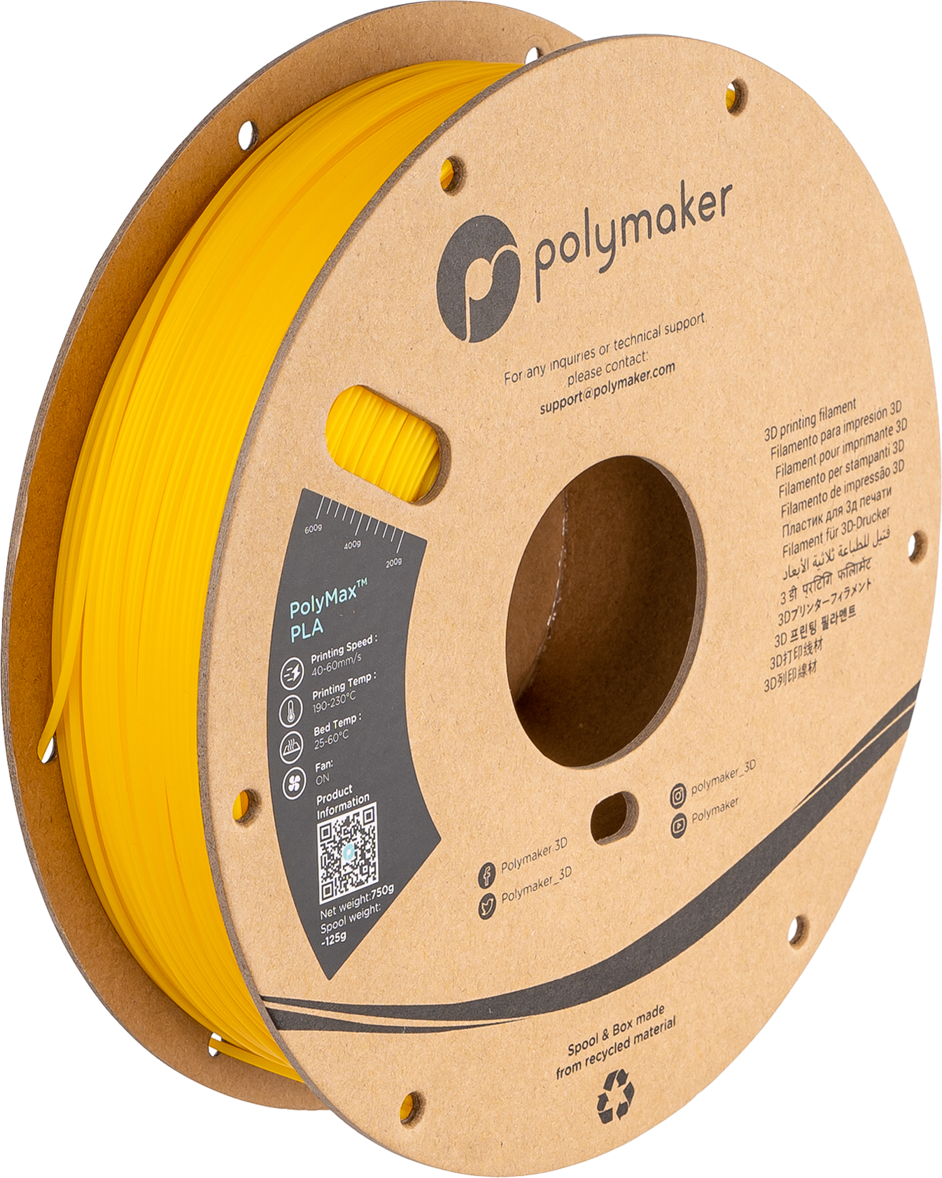 Polymaker - PolyMax Yellow PLA - 0.75kg