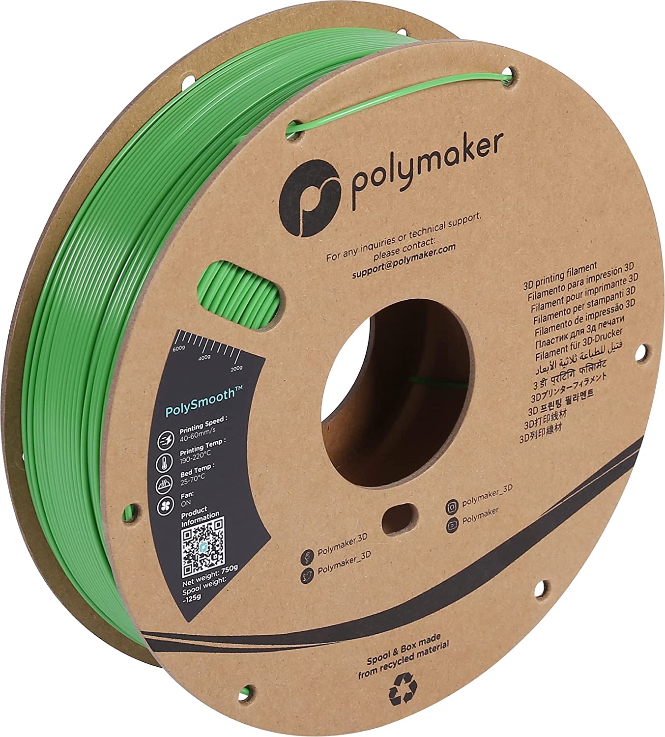 Polymaker - PolySmooth Green PVB 1.75mm - 0.75kg