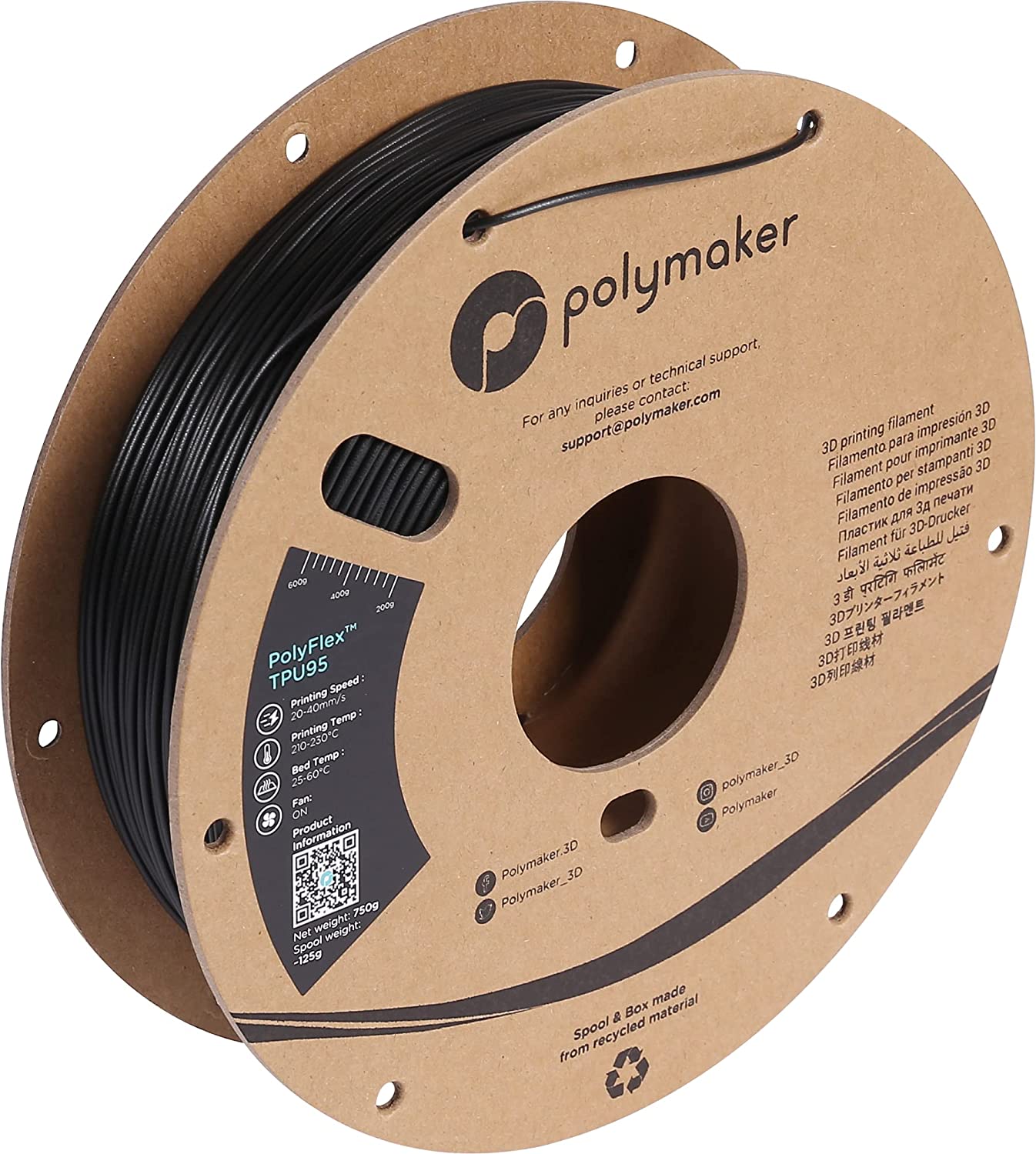 Polymaker - PolyFlex Black 90A TPU 2.85mm - 0.75kg