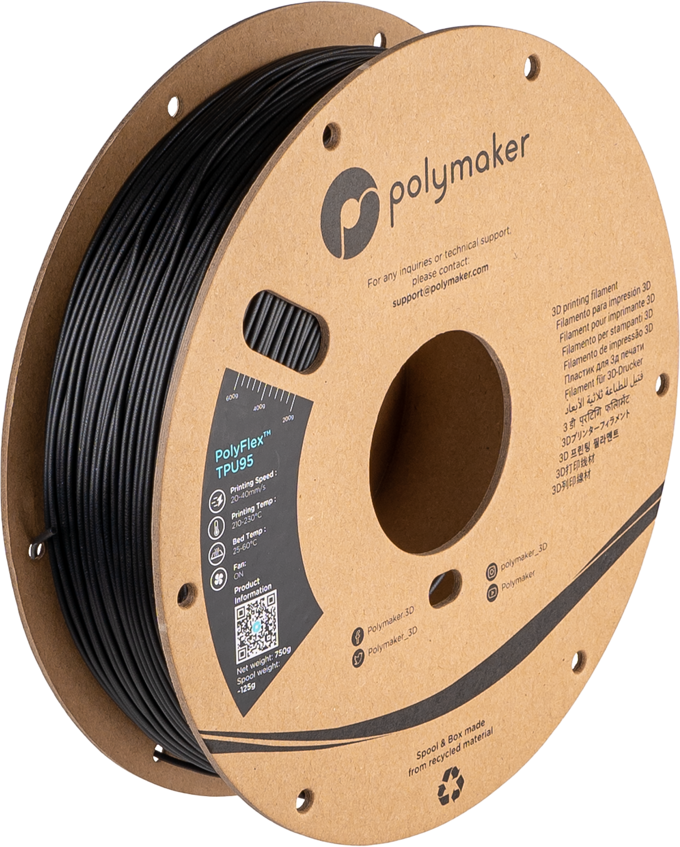 Polymaker - PolyFlex Black 95A TPU 2.85mm - 0.75kg
