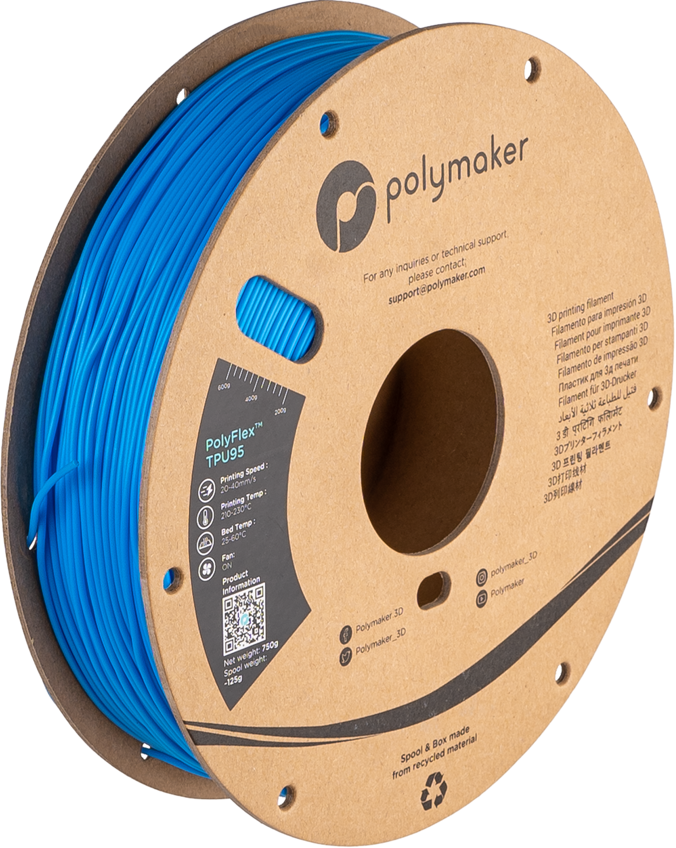 Polymaker - PolyFlex Blue 95A TPU 2.85mm - 0.75kg