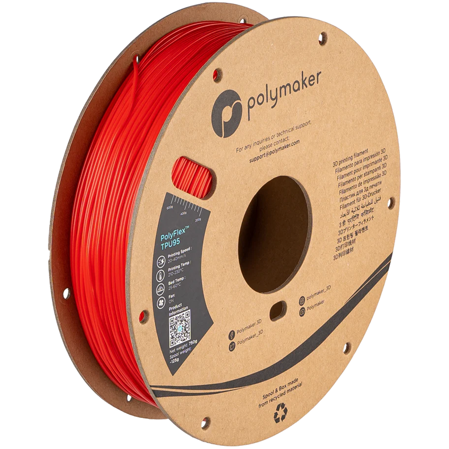 Polymaker - PolyFlex Red 95A TPU - 0.75kg