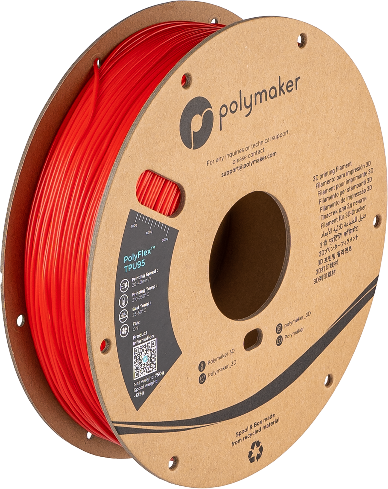 Polymaker - PolyFlex Red 95A TPU - 0.75kg