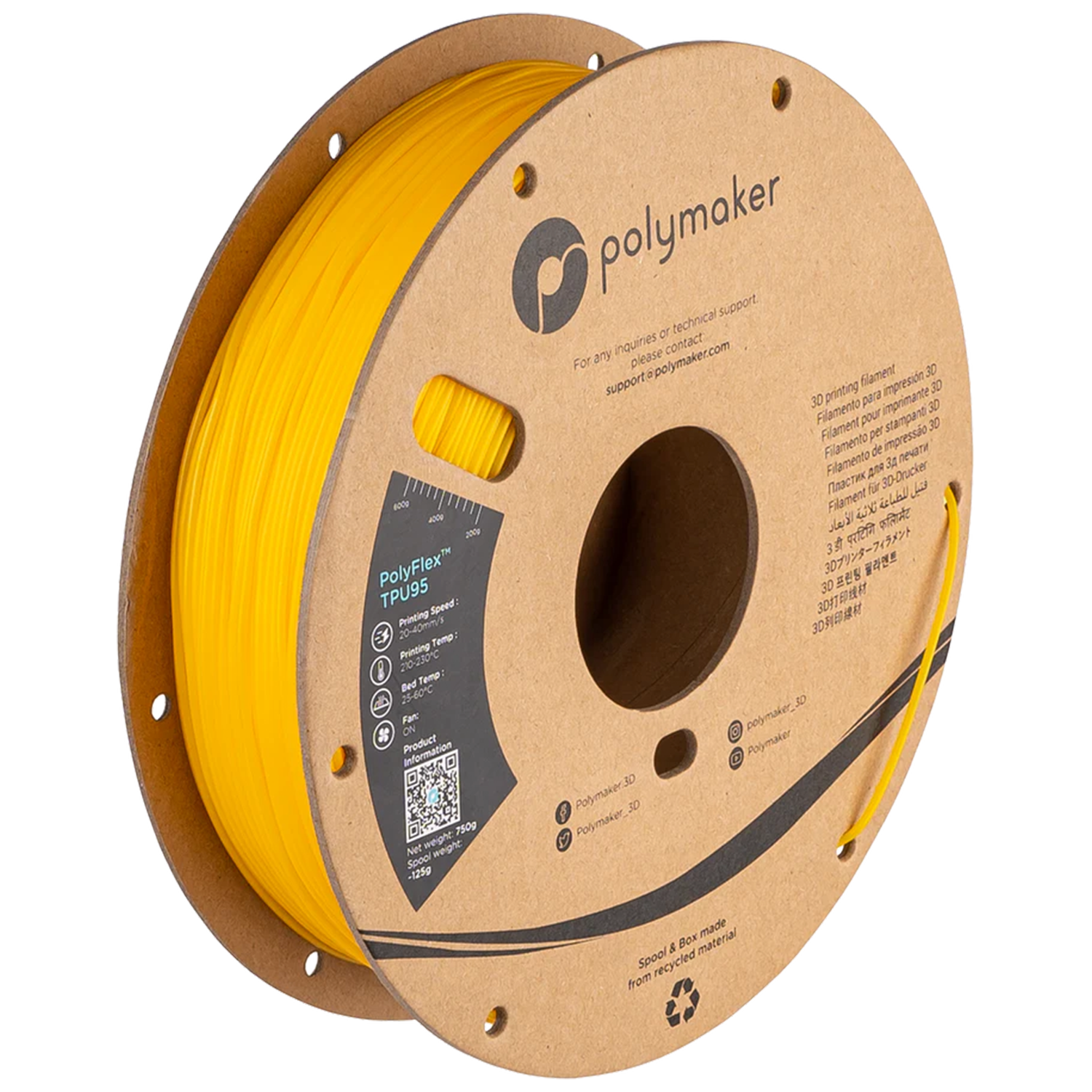Polymaker - PolyFlex Yellow 95A TPU 1.75mm - 0.75kg