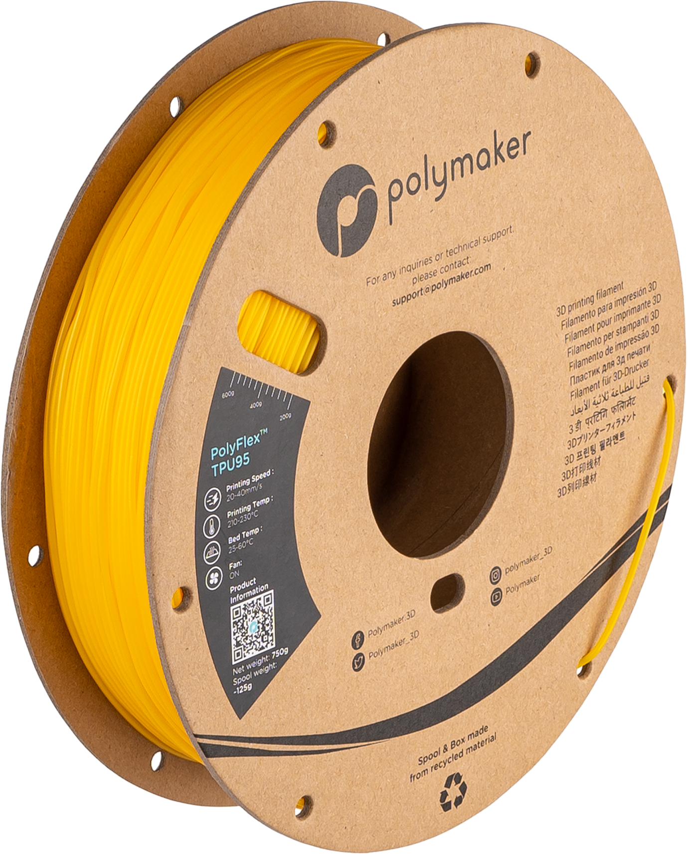 Polymaker - PolyFlex Yellow 95A TPU 2.85mm - 0.75kg