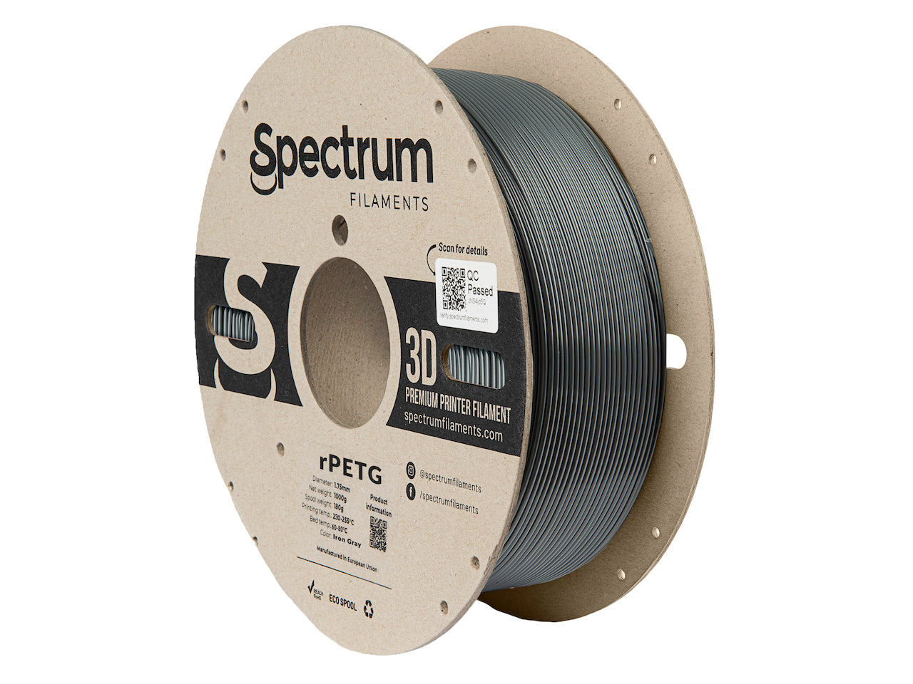 Spectrum Filaments - Iron Grey Metal Fill Recycled PETG 1.75mm - 1kg
