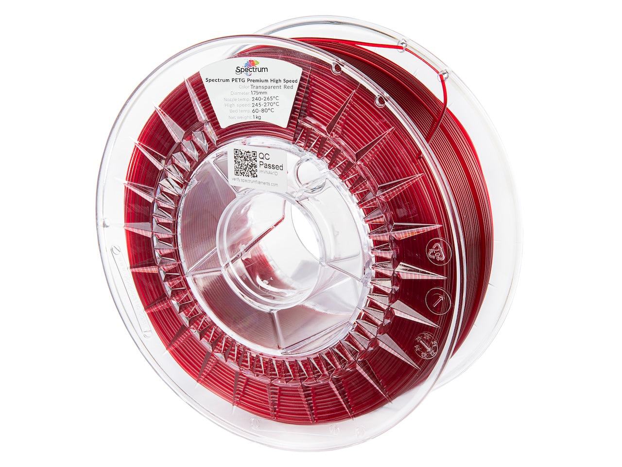 Spectrum Filaments - Premium Tr. Red High Speed PETG 1.75mm - 1kg