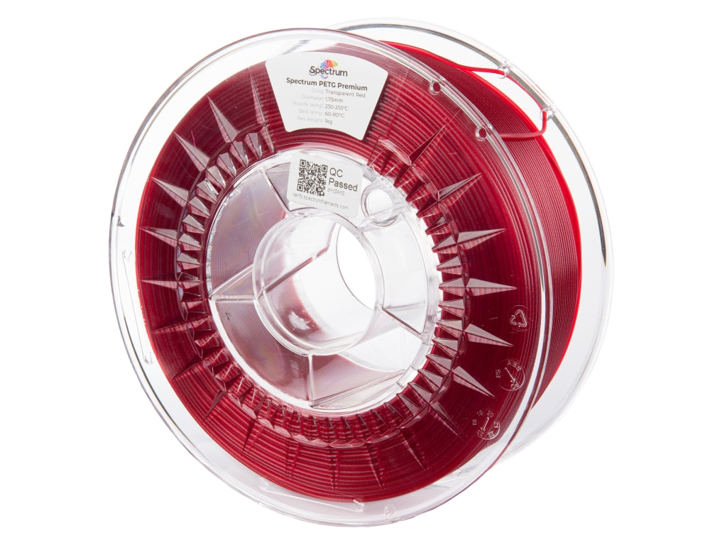 Spectrum Filaments - Premium Transparent Red PETG 1.75mm - 1kg