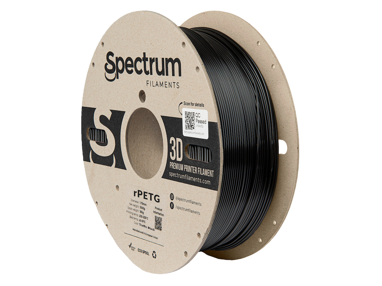 Spectrum Filaments - Traffic Black Recycled PETG - 1kg