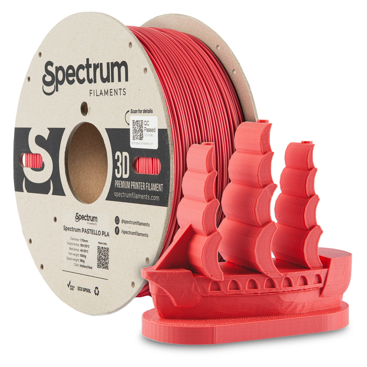 Spectrum Filaments - Pastello Holland Red PLA - 1kg