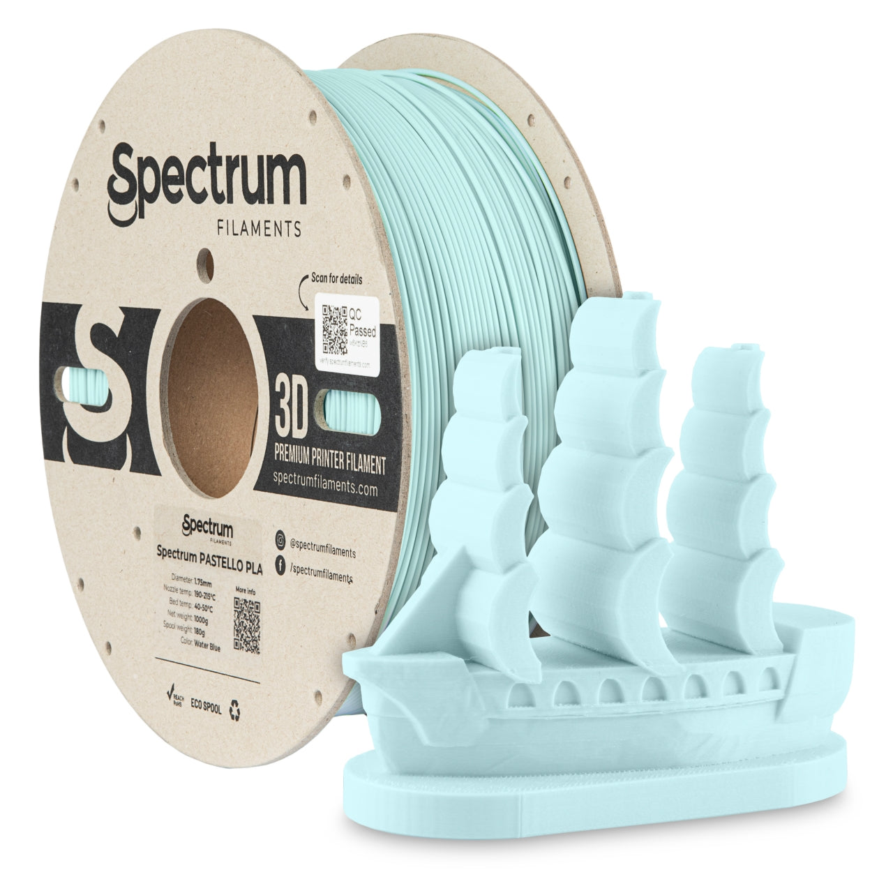 Spectrum Filaments - Pastello Water Blue PLA 1.75mm - 1kg
