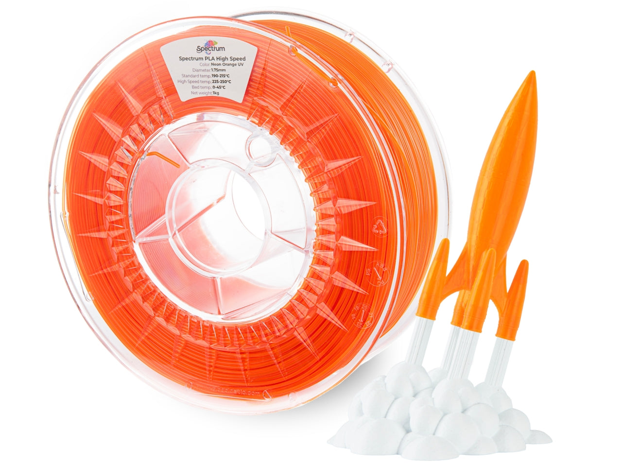 Spectrum Filaments - Premium Orange Uv Fluorescent High Speed PLA 1.75mm - 1kg
