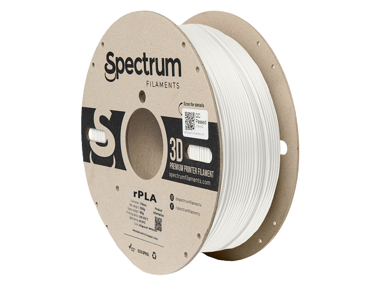 Spectrum Filaments - Signal White Recycled PLA 1.75mm - 1kg